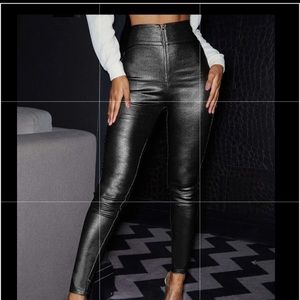 Black high waisted leather pants